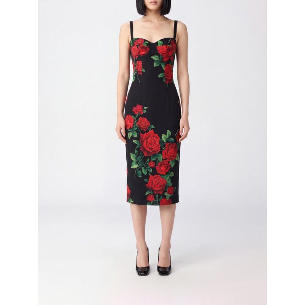 Dolce & Gabbana Women Dolce & Gabbana Floral-Print Satin Bustier Midi Dress